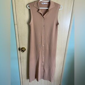 strapless open back dress ZARA. Long ribbed dress with gold buttons. TS  Hibuy market
